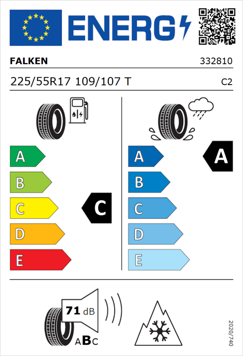 Tyre Label for Falken Euroall Season Van11 225/55R17 109/107T