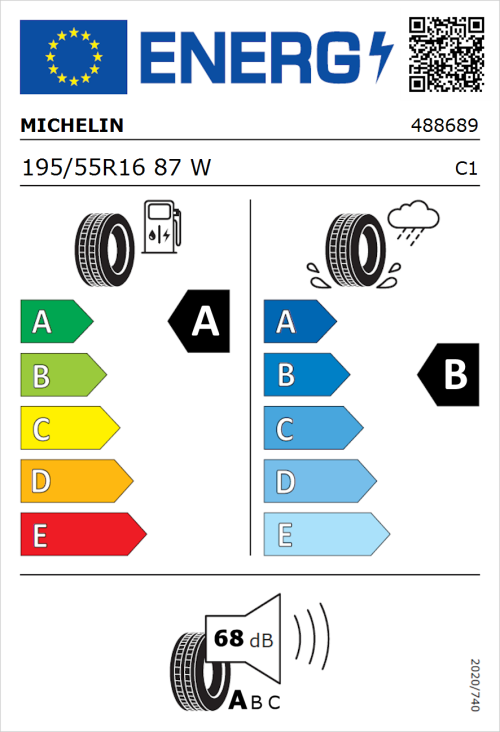 Tyre Label for Michelin Primacy 4 195/55R16 87W